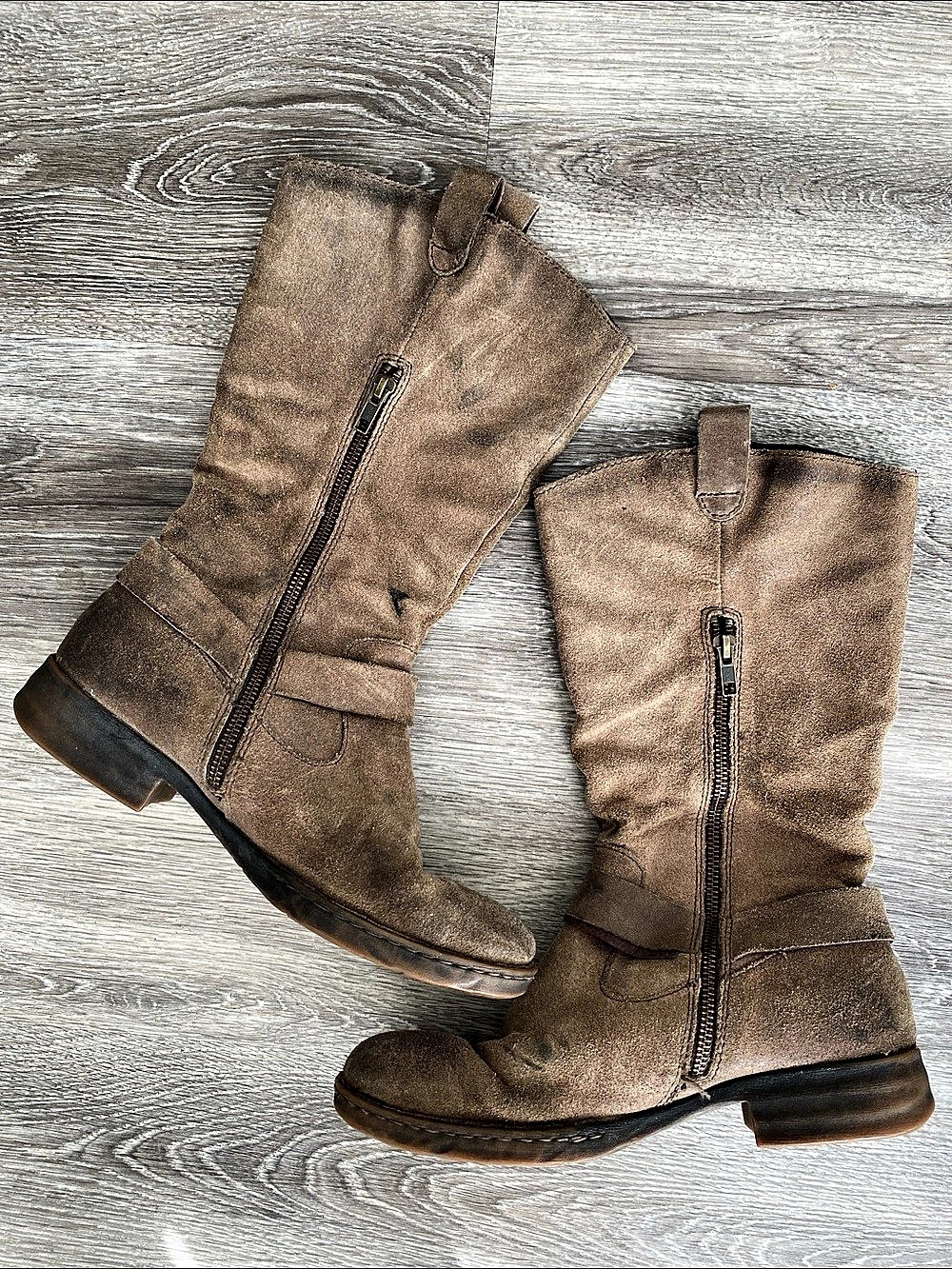 Born F07117 Leather Biker Ring Harness Tall Boots Brown US 9M Boho Moto Western - Picture 2 of 13